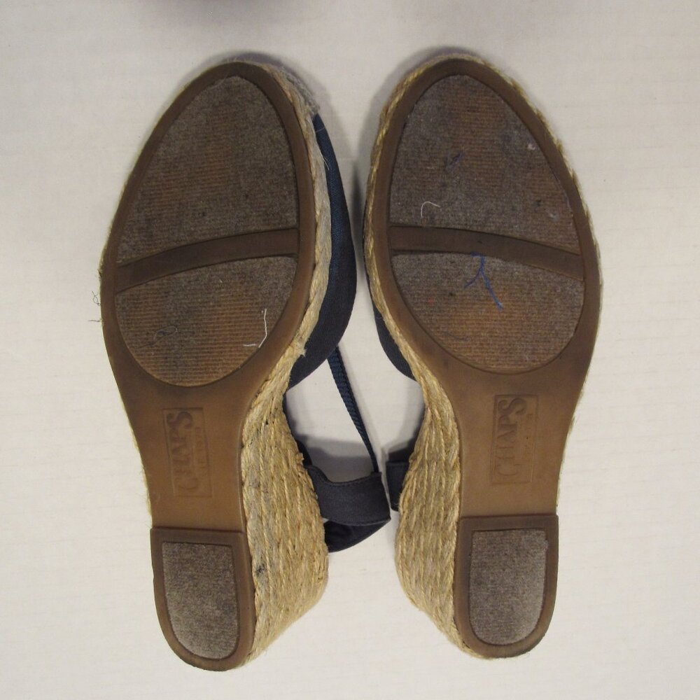 Chaps Clarisa Espadrille Wedge Slingback Blue Denim Sandals Size 6.5 - Picture 7 of 8
